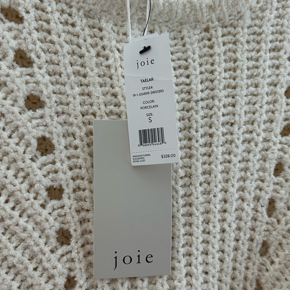 NWT $328 Joie Taelar Sweater Women’s Sz S Cream Open Knit Tassle Fringe Detail - Picture 6 of 6